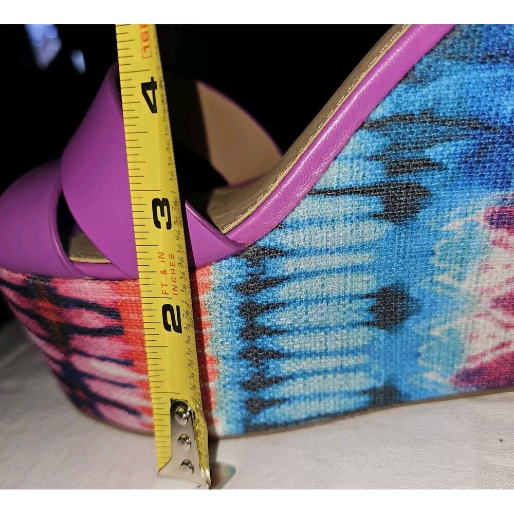 ALDO MOREMAN Womens Platform 5" Wedge Sandal Hippie Purple Pink Tye Dyed Sz 7 - Picture 11 of 11